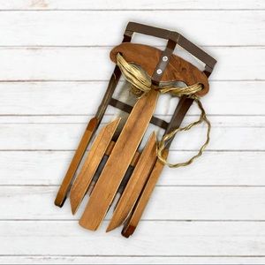 Small wooden sled decor, wood and metal